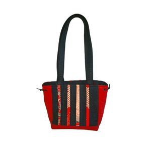 Red Leather & Denim Shoulder Purse Handmade from Australia